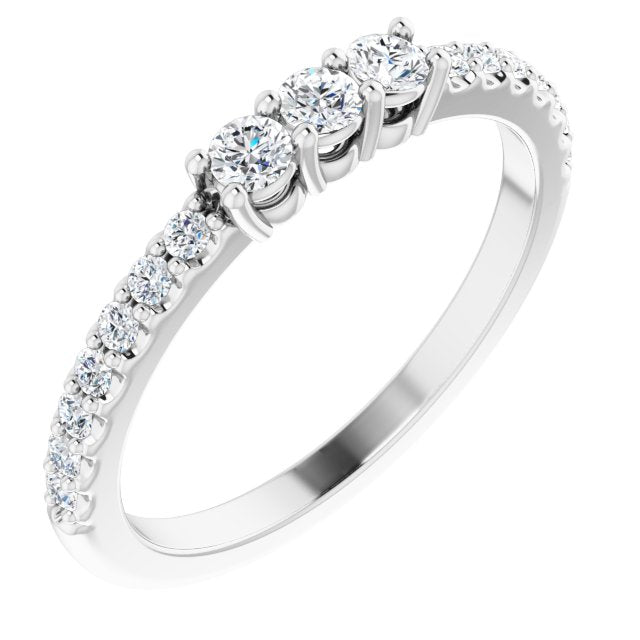0.37 ct. Round Cut Diamond Wedding Band 3 Stone Style Anniversary Ring-VIRABYANI